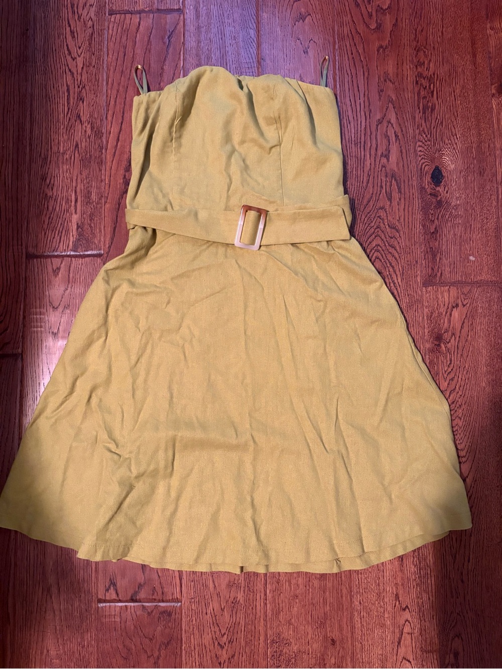 Strapless Belted Sundress - Mustard Yellow